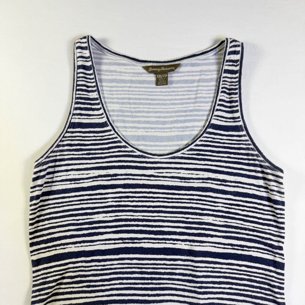 Tommy Bahama Womens Tank Dress XXS Striped Sleeveless Navy Blue Casual Stretch - Picture 3 of 8